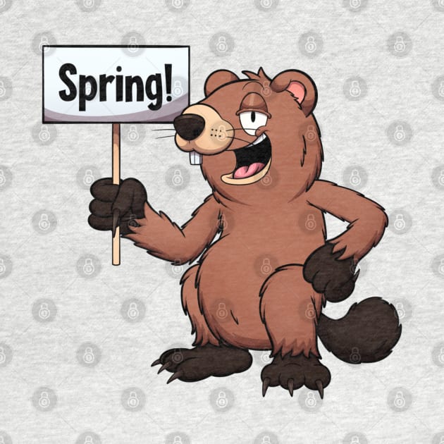 Groundhog With Spring Sign by TheMaskedTooner